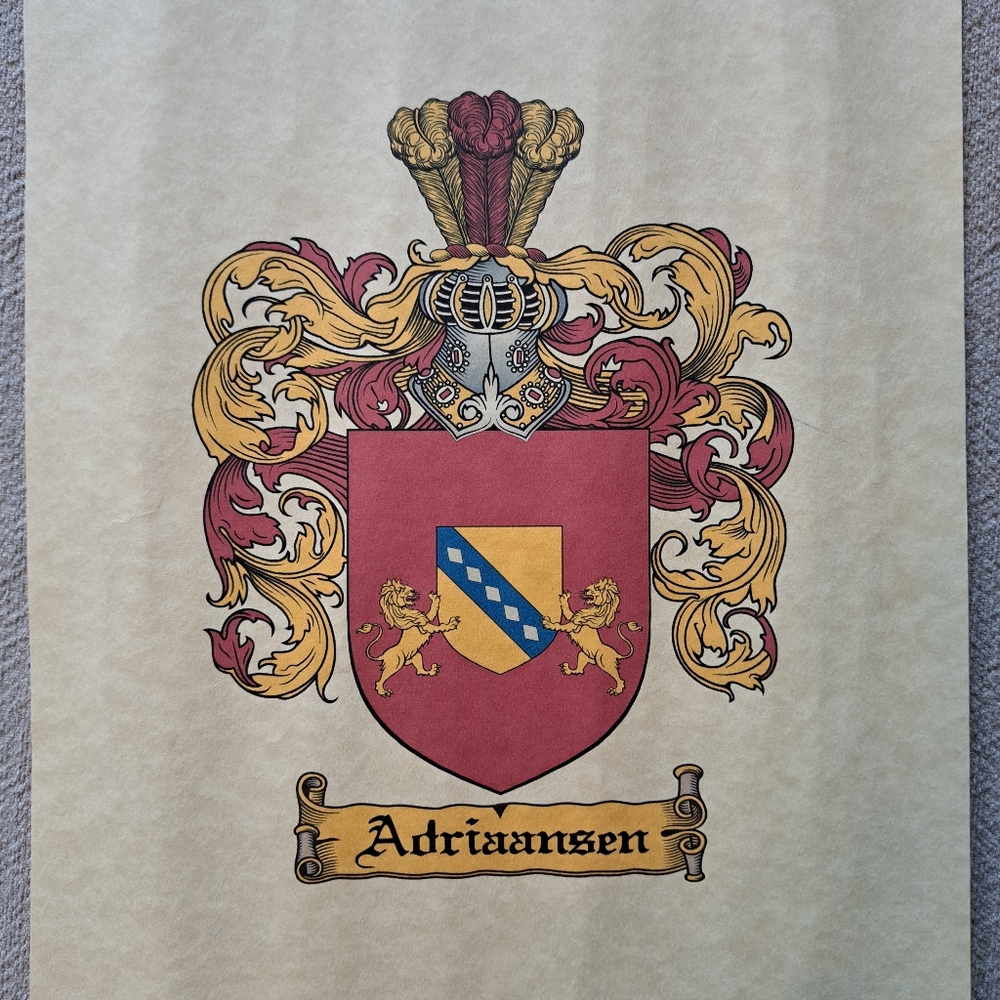 Adriaansen Family Crest Wall Art - Red and Gold